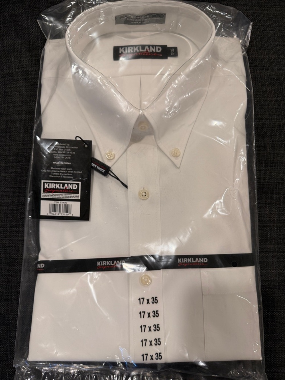 Kirkland Signature Men's White Button-Down Dress Shirt